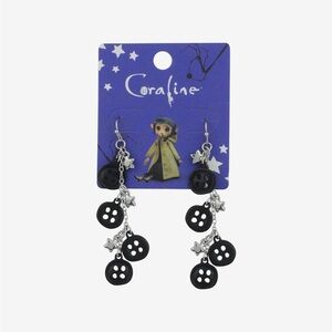 Coraline Button Stars Drop Earrings Hot Topic‎